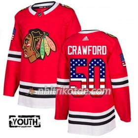 Chicago Blackhawks Trikot Corey Crawford 50 Adidas 2017-2018 Rot USA Flag Fashion Authentic - Kinder
